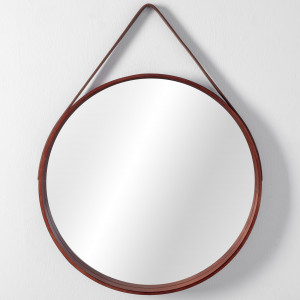 Oglinda rotunda cu frame din lemn LOFT D.Brown 50 cm - Img 2