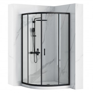 Cabina dus REA Look Black 90x90 + Cada de duș Look White - Img 1