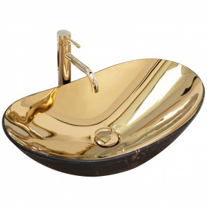 Lavoar de blat Rea Royal in Gold marble black mat - Img 1