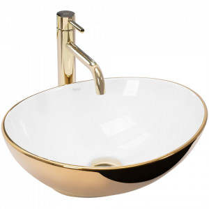Lavoar pentru blat Rea Sofia Gold / Alb - Img 1