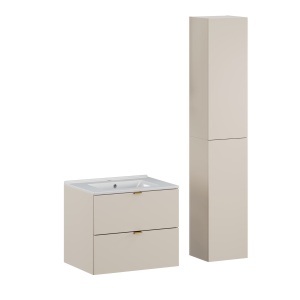 Set de mobilier de 60 cm cu lavoar mobila Lava si dulap inalt - Img 1