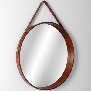 Oglinda rotunda cu frame din lemn LOFT D.Brown 50 cm - Img 3