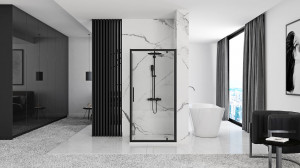 Cabina de dus de colt Rapid Swing Black Usa:70 x Perete:90 - Img 6