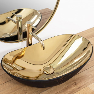 Lavoar de blat Rea Royal in Gold marble black mat - Img 2