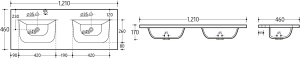 Lavoar mobila cu doua vase, 120 cm - Img 6