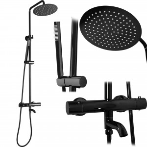 Set de dus cu termostat Lungo Black Metallic - Img 1