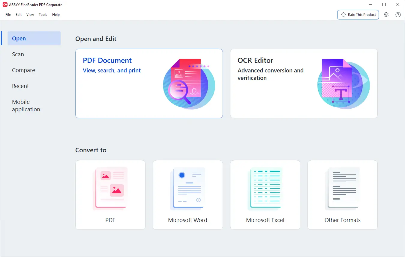 Interfața de lucru oficială ABBYY FineReader 16 Standard pentru editare PDF și OCR - LicențePC