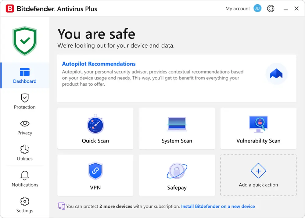 Bitdefender Antivirus Plus 10 dispozitive 2 ani — reseller autorizat Bitdefender România LicentePC.ro Licență Bitdefender Antivirus Plus 10 dispozitive 2 ani originală — protecție antivirus Windows macOS Android iOS anti-ransomware