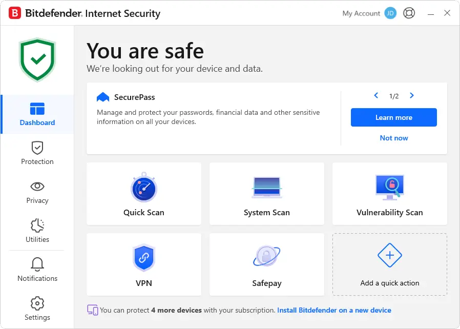 Bitdefender Internet Security 1 dispozitiv 2 ani — reseller autorizat Bitdefender România LicentePC.ro Licență Bitdefender Internet Security 1 dispozitiv 2 ani originală — Firewall Parental Control protecție webcam Windows