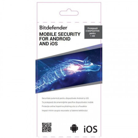 Antivirus Bitdefender Mobile Security for Android & MacOS 3 dispozitive, 1 an, CRAD