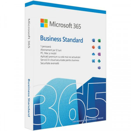 Microsoft 365 Business Standard, subscriptie anuala, licentiere cu cheie