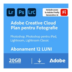 Pachet licență Adobe Photoshop CC și Adobe Lightroom CC, 1 an