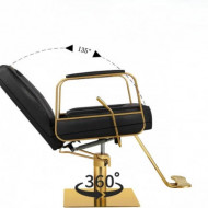Scaun coafor, frizerie Osiris - Negru Gold - Img 2