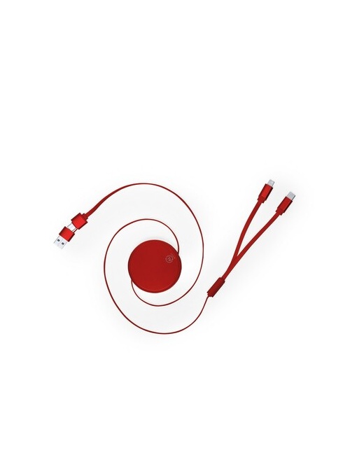 AX™ Retractable charging and synchronization cable made from recycled aluminium