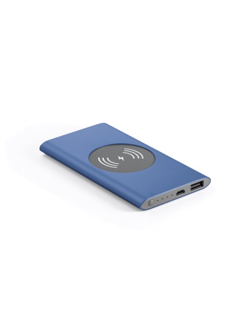 hi!™ CASSINI Power bank 4.000 mAh cu încărcător wireless de 5W din aluminiu reciclat (100% rAL)