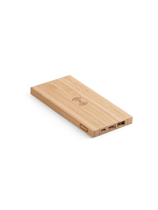 hi!™ FITCH Power bank de 5.000 mAh cu încărcător wireless de 5W din bambus