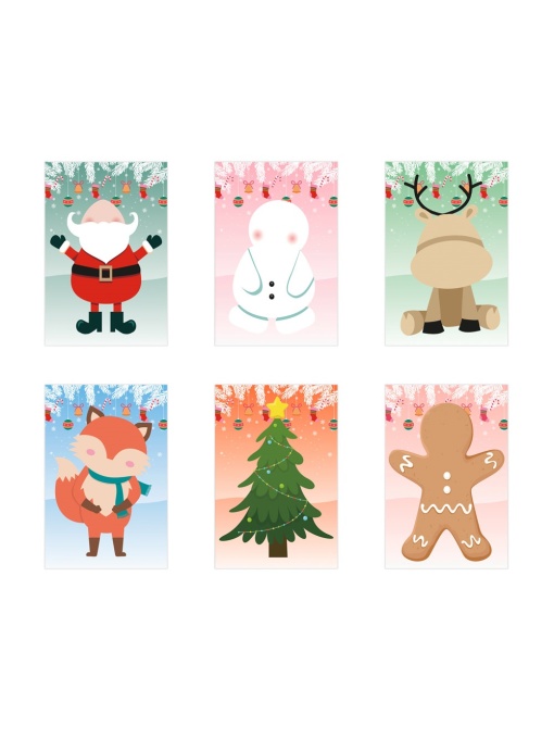 hi!™ GLIMN. Set of six sheets with Christmas figures and 3 sheets of stickers