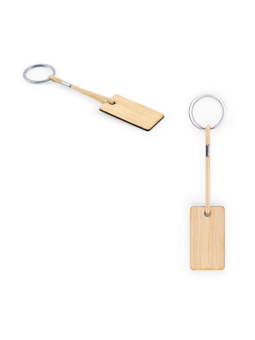 hi!™ HOPPS Rectangular Bamboo Keychain with PET Lanyard - Img 1