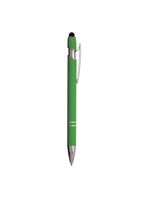 ON™ Rubberized aluminium snap pen with touch screen eraser and metal clip