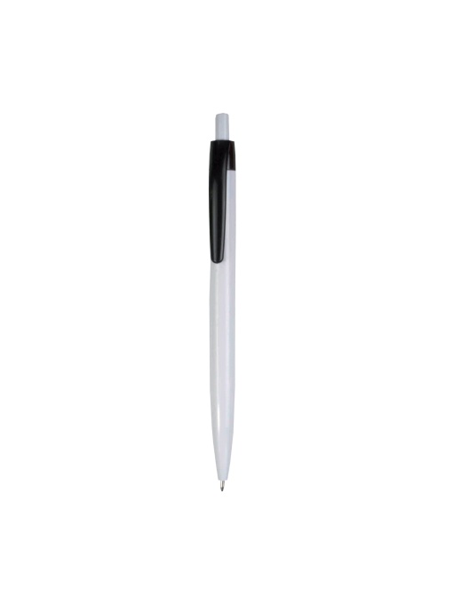 ON™ Plastic snap pen with white barrel and coloured clip