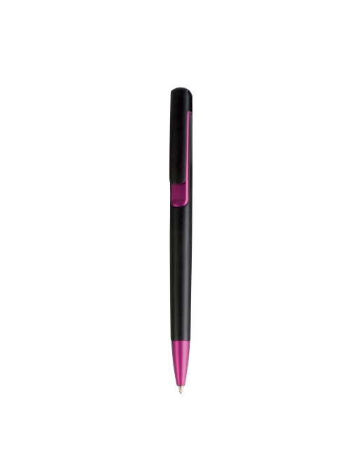 ON™ Plastic snap pen with black barrel and metallic tip and detail