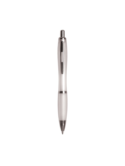 ON™ Plastic snap pen with coloured barrel, matching rubberised grip and metal clip