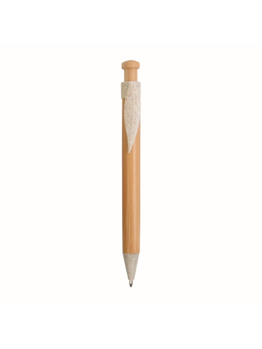 ON™ Push button ball pen with bamboo barrel and wheat-straw (50%) and PP (50%) fittings