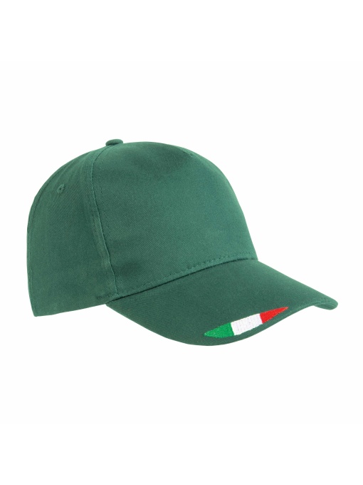 ON™ 5 panels cotton baseball cap with tricolour italian flag embroidery
