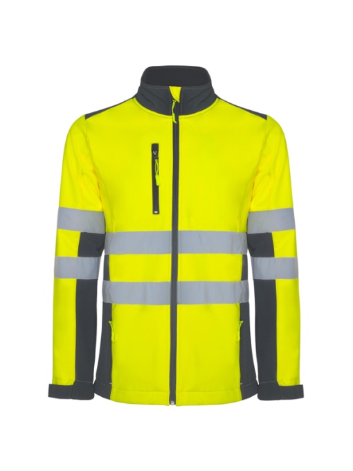 RO™ ANTARES | Softshell hi-vis bicolor, 3 straturi | Exterior 92 % poliester / 8 % elastan + microfleece 100 % poliester | 320 gsm