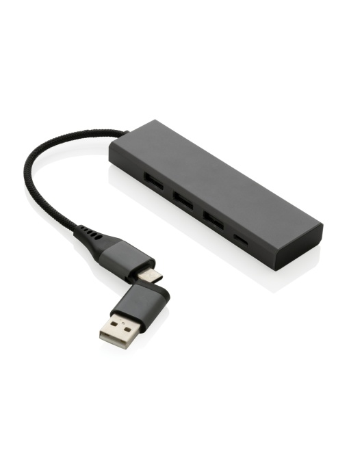 XD™ Terra hub cu 3 porturi USB din aluminiu reciclat RCS