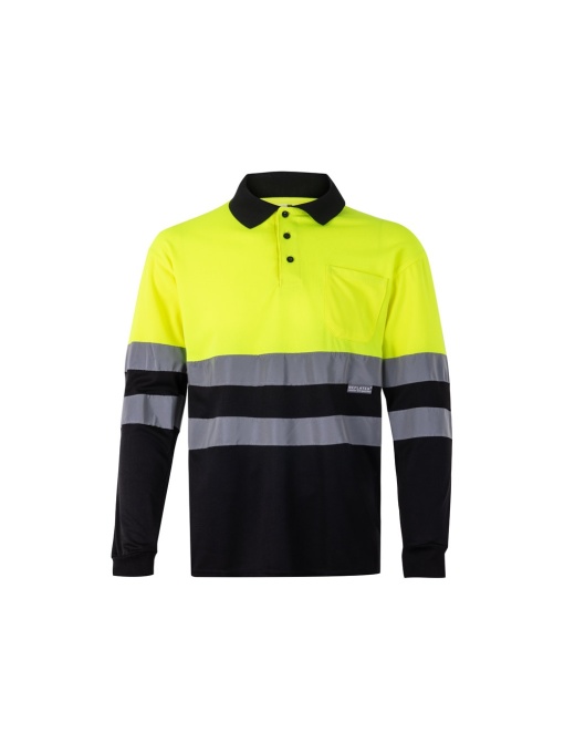 hi!™ VL VULCAN LARGE Tricou polo bicolor în formă de ochi de pasăre (160g/m²) cu mâneci lungi, din poliester (100%)