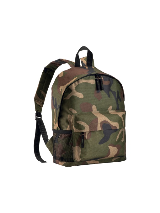 ON™ 600D polyester 3-pocket camouflage backpack (one mesh side pocket). Adjustable shoulder