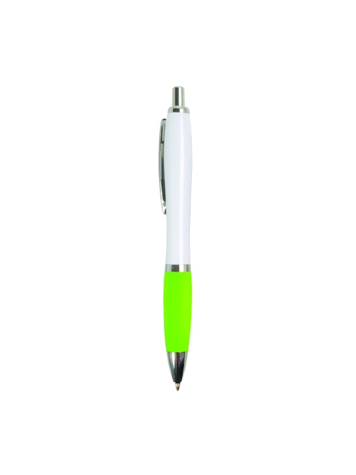 ON™ ABS plastic snap pen with white barrel, Italian flag-coloured grip and metal clip