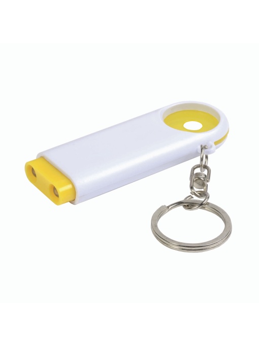 ON™ Plastic key ring with shopping trolley token and 2-LED light