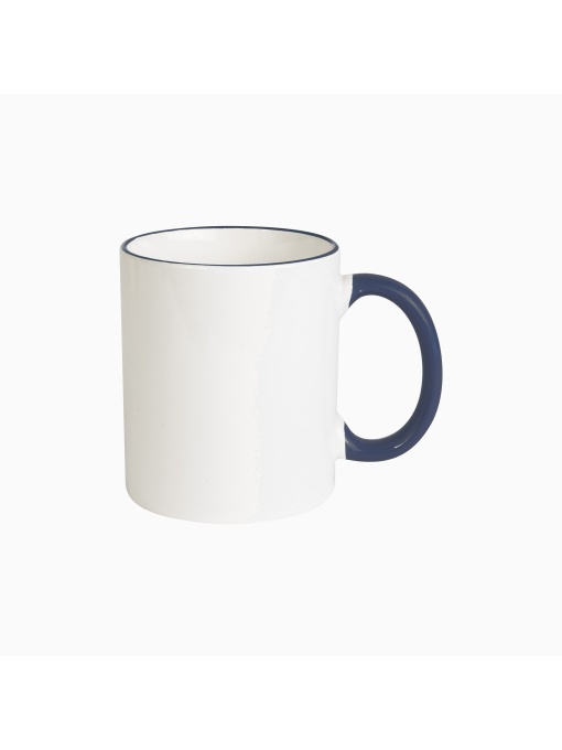 ON™ White grade A ceramic mug with coloured handle and edge, For dishwashers