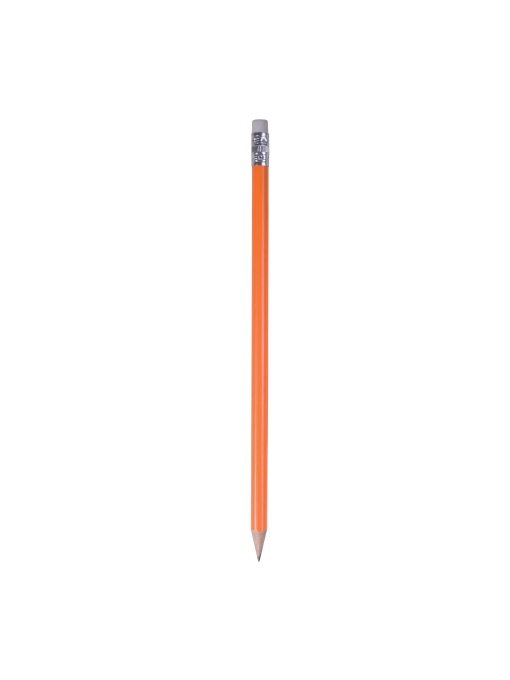 ON™ Wooden pencil with graphite lead, cylindrical cross-section and white rubber, sharpened