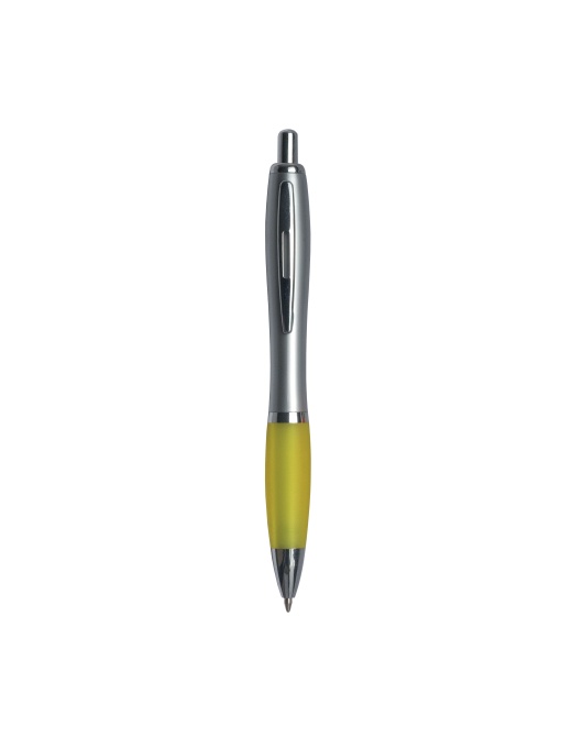 ON™ Plastic snap pen with silver barrel, rubberised coloured grip and metal clip, jumbo refill