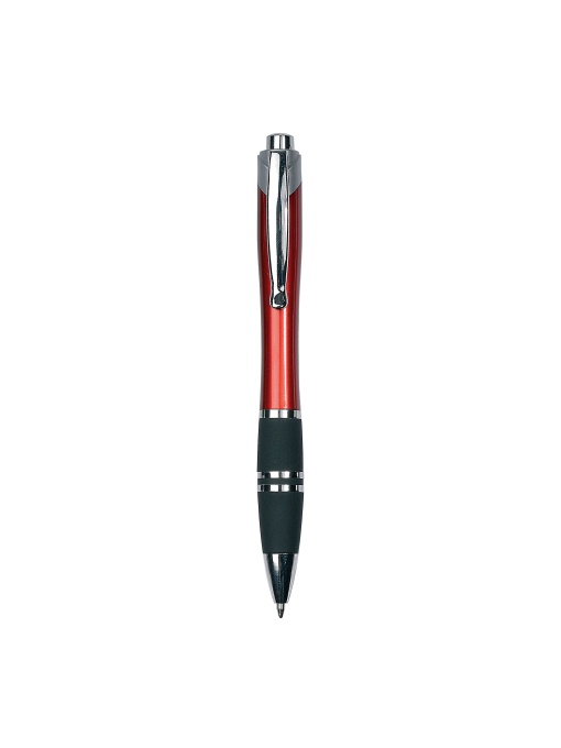 ON™ Plastic snap pen with coloured barrel, rubberised grip and metal clip. Jumbo refill
