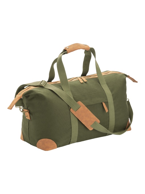 ON™ Recycled canvas duffle bag. Adjustable and removable shoulder strap with metal buckles