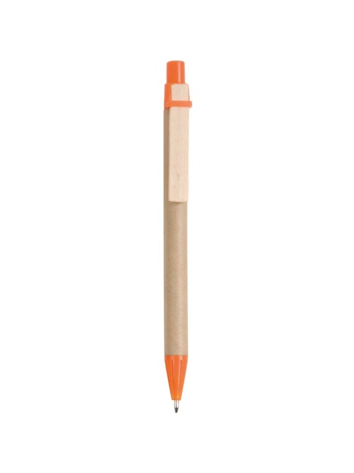 ON™ Recycled paper snap pen, coloured PP and wheat straw details, wooden clip