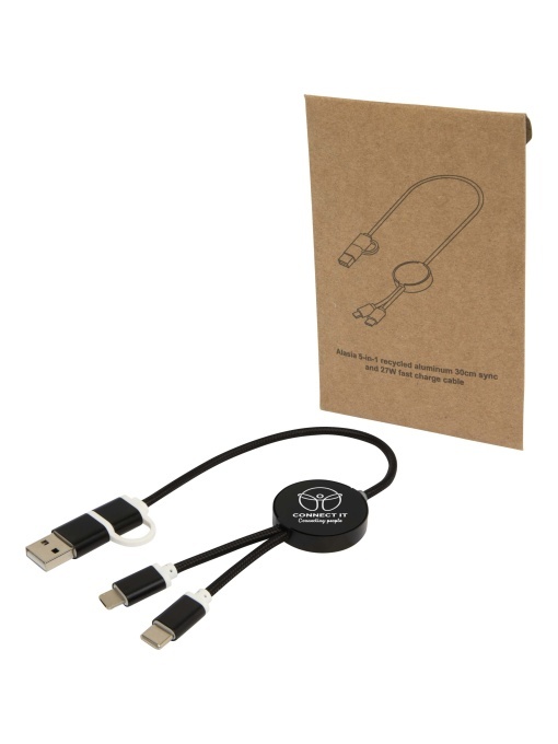PF™ Alasia cablu 5-în-1 30 cm din aluminiu și plastic reciclat pentru sincronizare date și încărcare rapidă 27W - Img 1