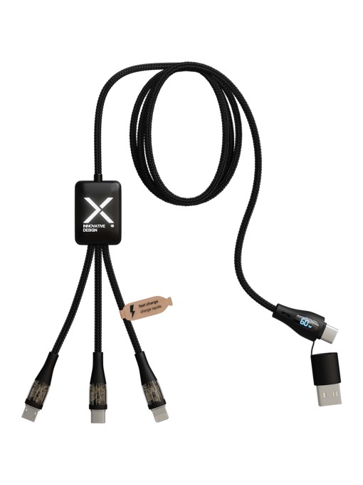 PF™ SCX.design C51 60W 5-in-1 rPET fast charging cable with display