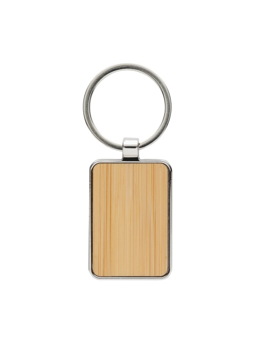 XD™ RCS recycled zinc alloy rectangle keychain with bamboo