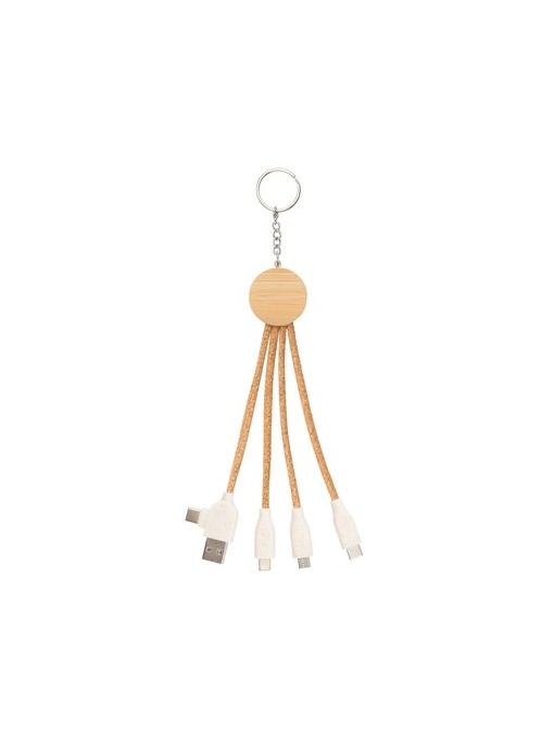AX™ Cork charging cable B'RIGHT, bamboo element, keyring | Antez