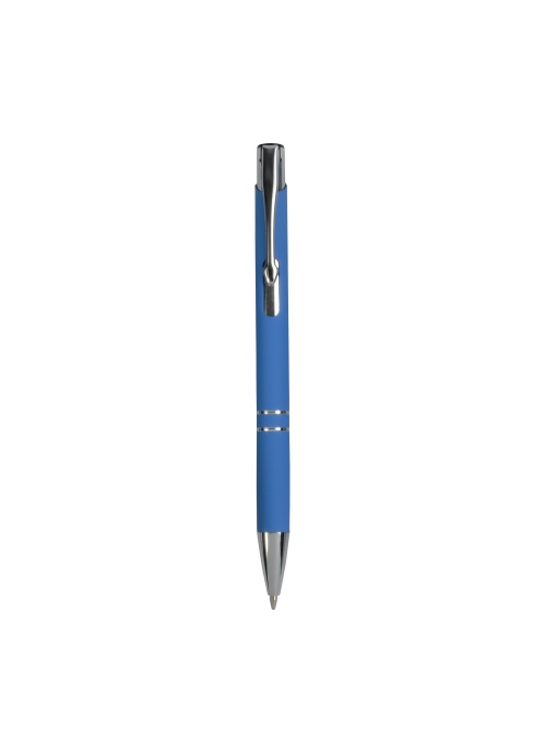 ON™ Aluminium snap pen with rubberised grip with 2 chrome trim rings