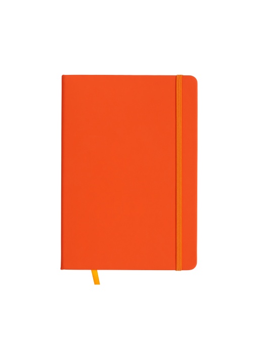 ON™ PU notebook with coloured elastic, ruled sheets (80 pages), ivory colour, satin bookmark