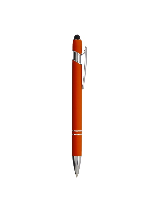 ON™ Rubberized aluminium snap pen with touch screen eraser and metal clip