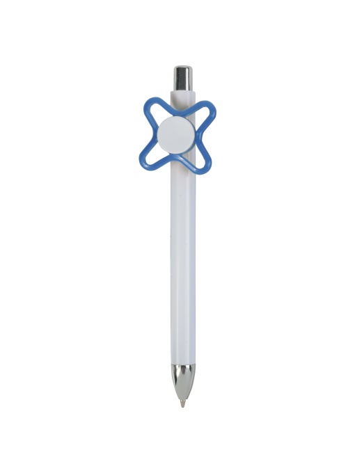 ON™ White plastic snap pen with coloured spinner. Centre of the spinner to be customised
