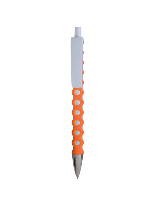 ON™ Plastic snap pen with white barrel, clip and button