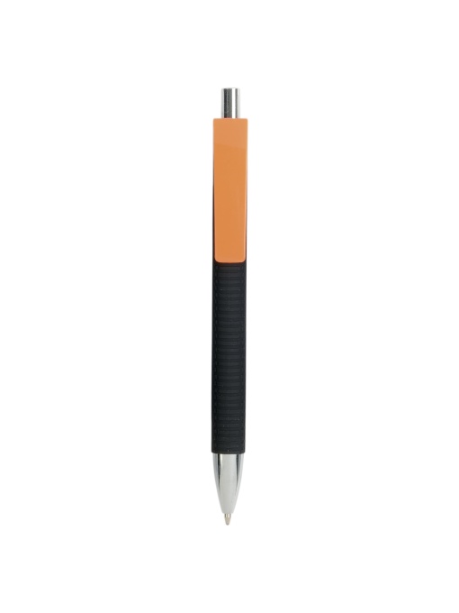 ON™ Plastic snap pen with tyre-effect rubberised black barrel and wide coloured clip